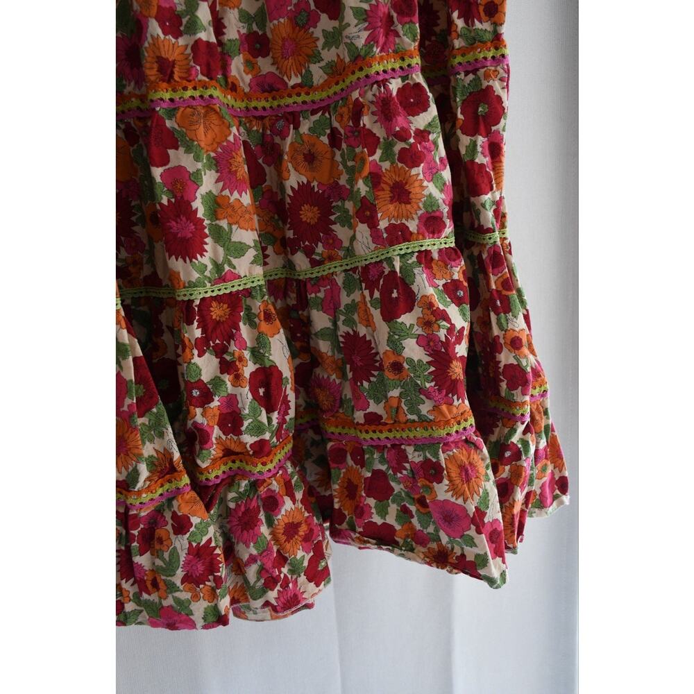Coldwater Creek Colorful Cotton Floral Tiered Midi Flare Skirt Boho Size Large - Picture 4 of 4
